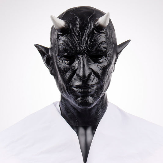 Demon Horn Mask Cosplay Horror Devil Killer Latex Full Head Mask Halloween Scary Face Costume Prop