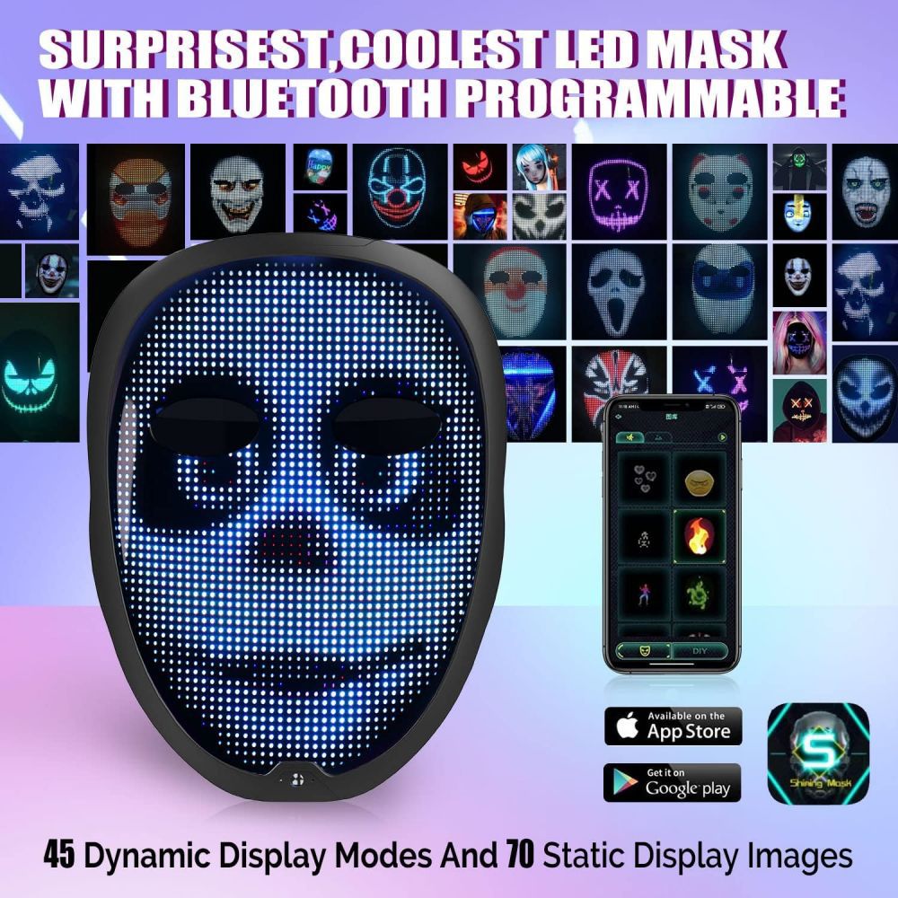 Bluetooth Gesture-Controlled LED Light-Up Mask for Halloween Parties
