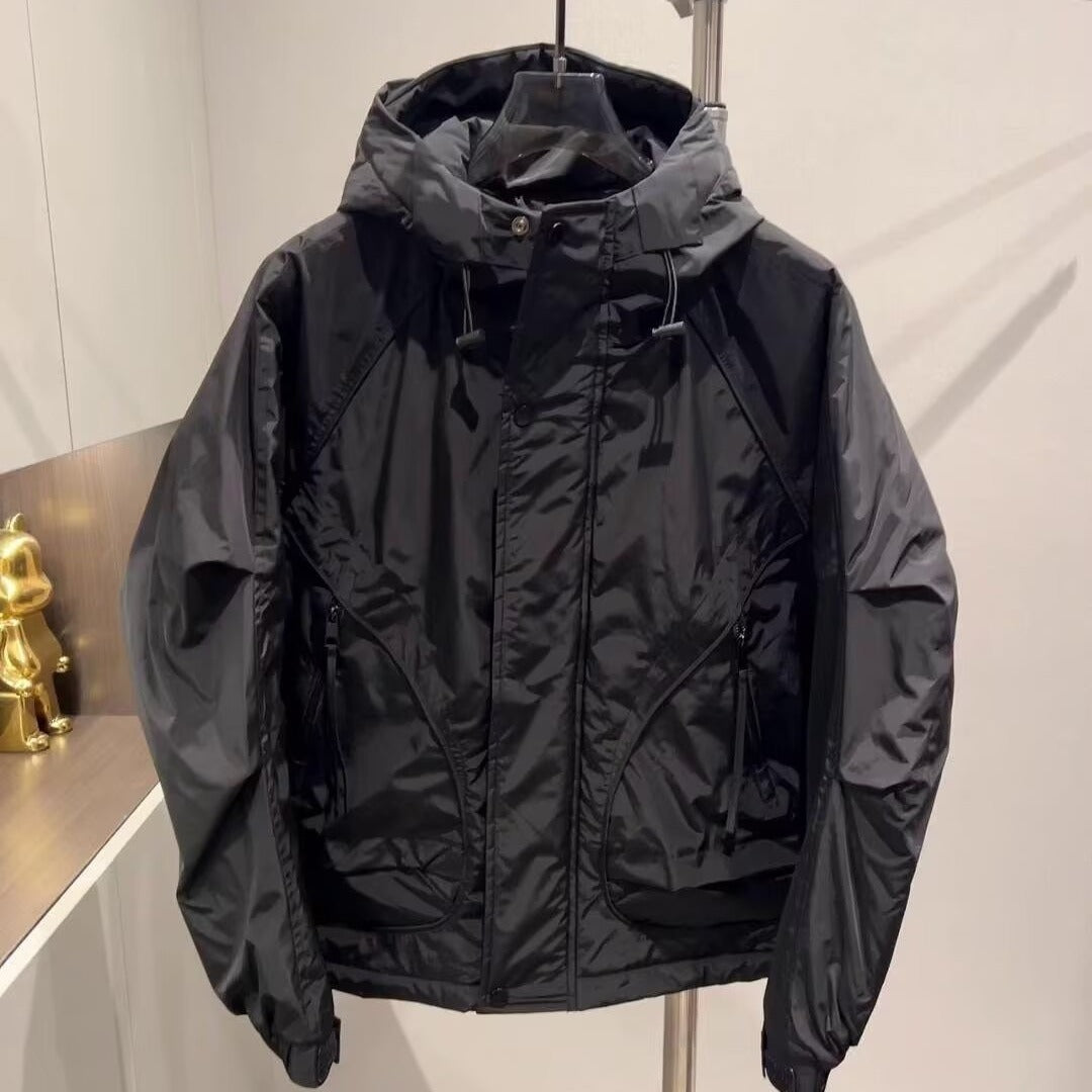 Men's Workwear Solid Black Hooded Fit Jacket