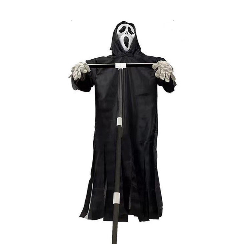 Scary Halloween Ghost Robe Costume with Crow Prop – Horror Phantom