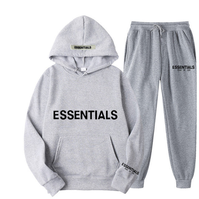 ESSENTIALS Couple Set Hoodies for Men and Women Double Line High Street Fashion Two-Piece Set