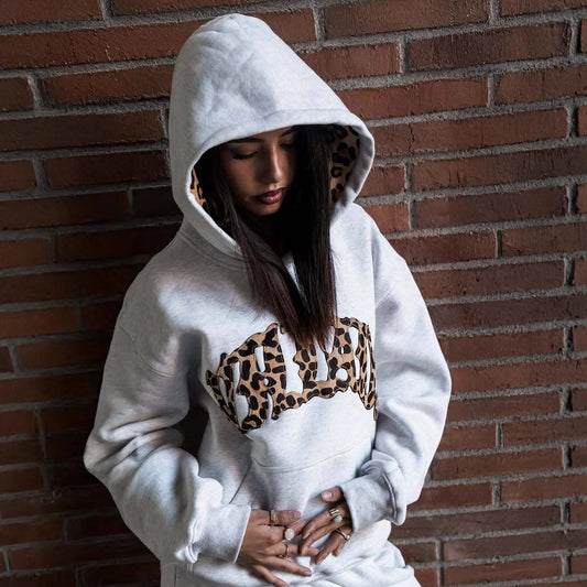 Leopard Print Casual Unisex Hooded Sweatshirt