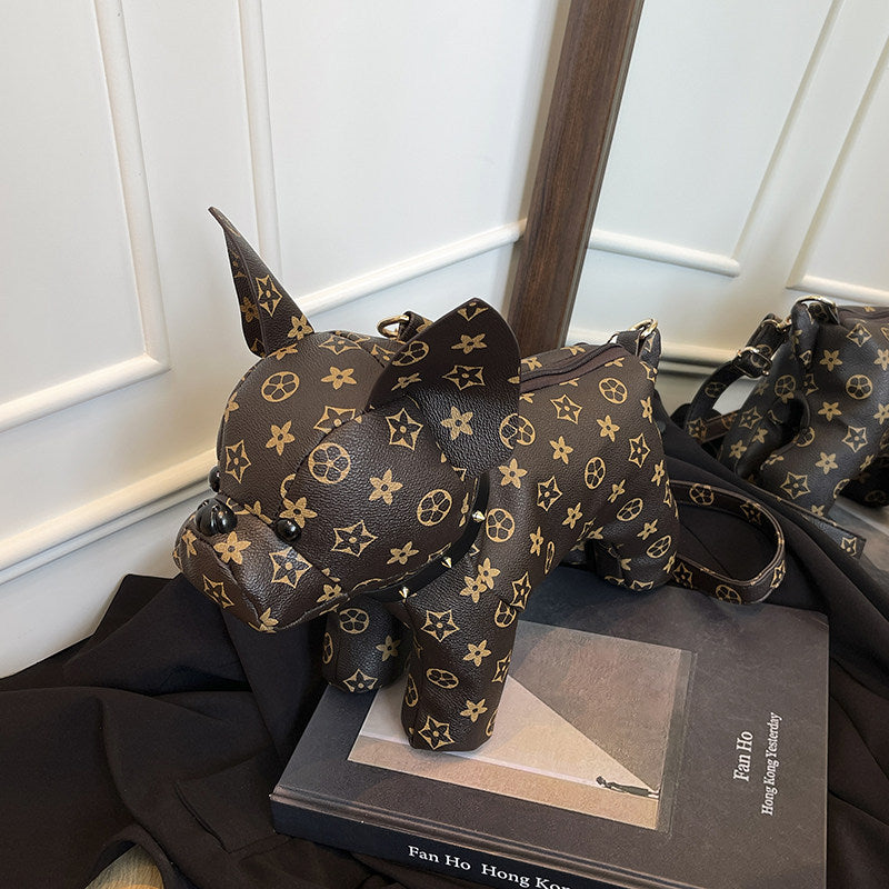 Women's Exquisite Cartoon French Bulldog Small Square Bag Artsy Crossbody Handbag