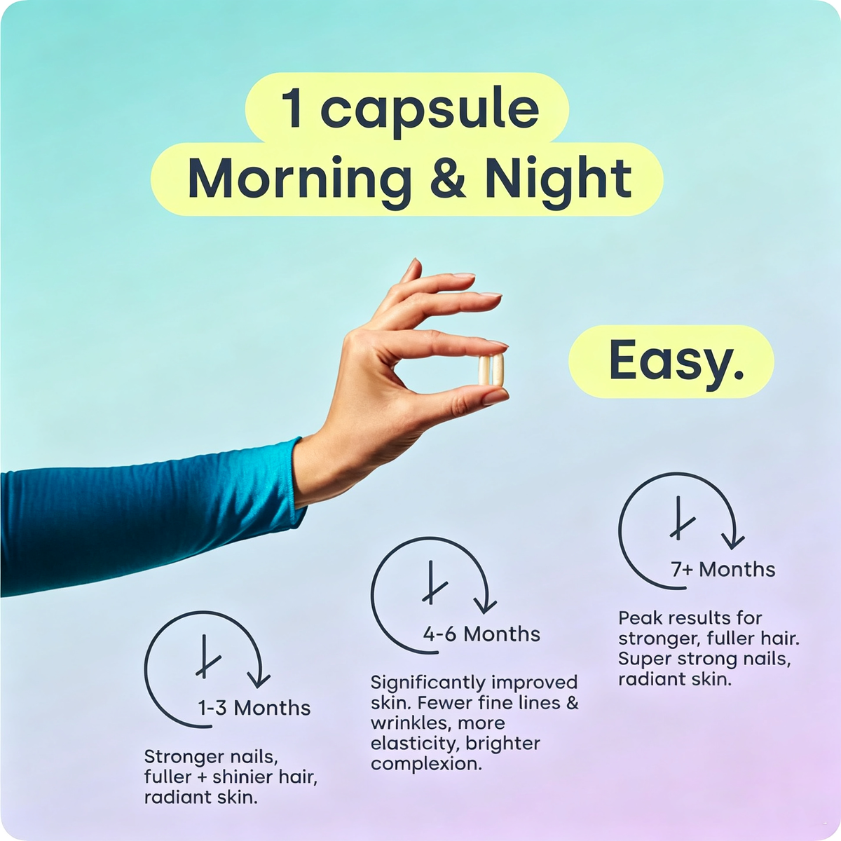 NO LA BAJE' Collagen capsules Hair, Skin & Nails -120 capsules