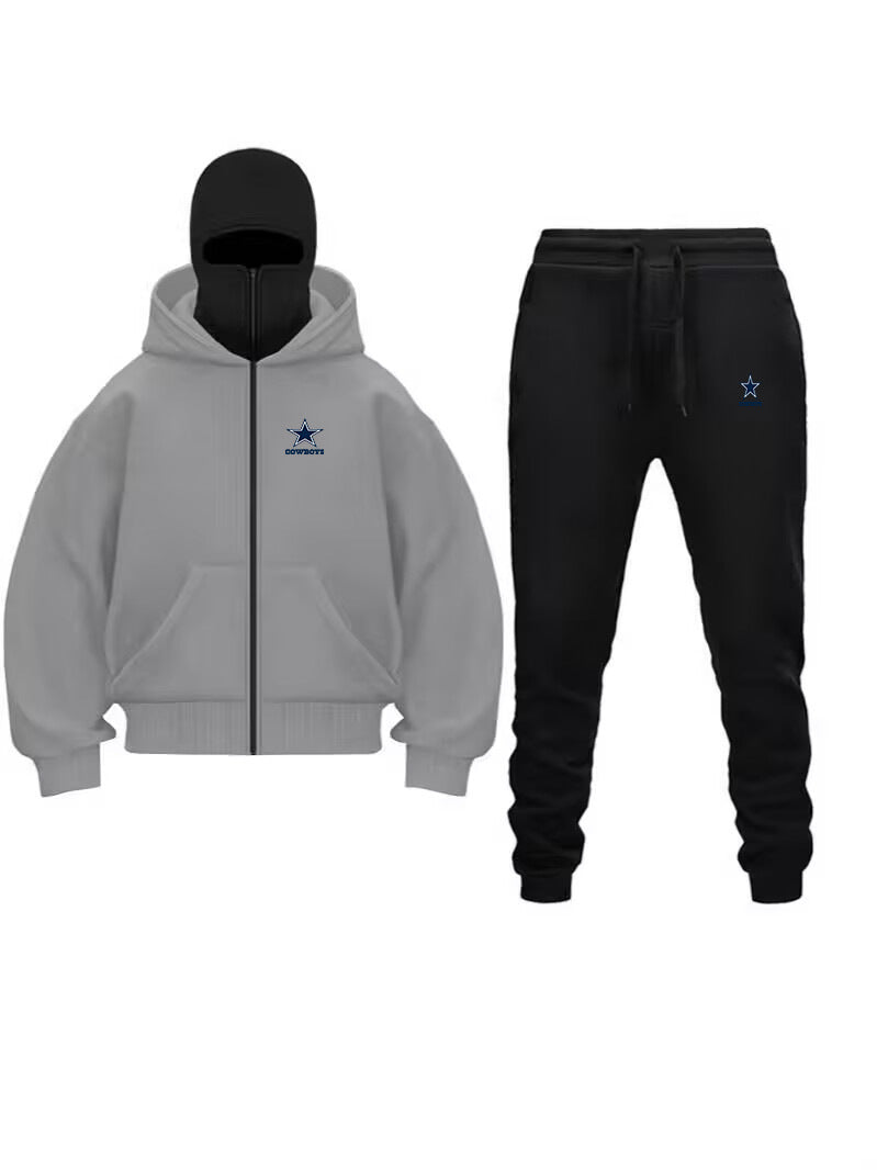 Unique Design Double Hooded Zip-Up Sweatshirt Set for Men and Women