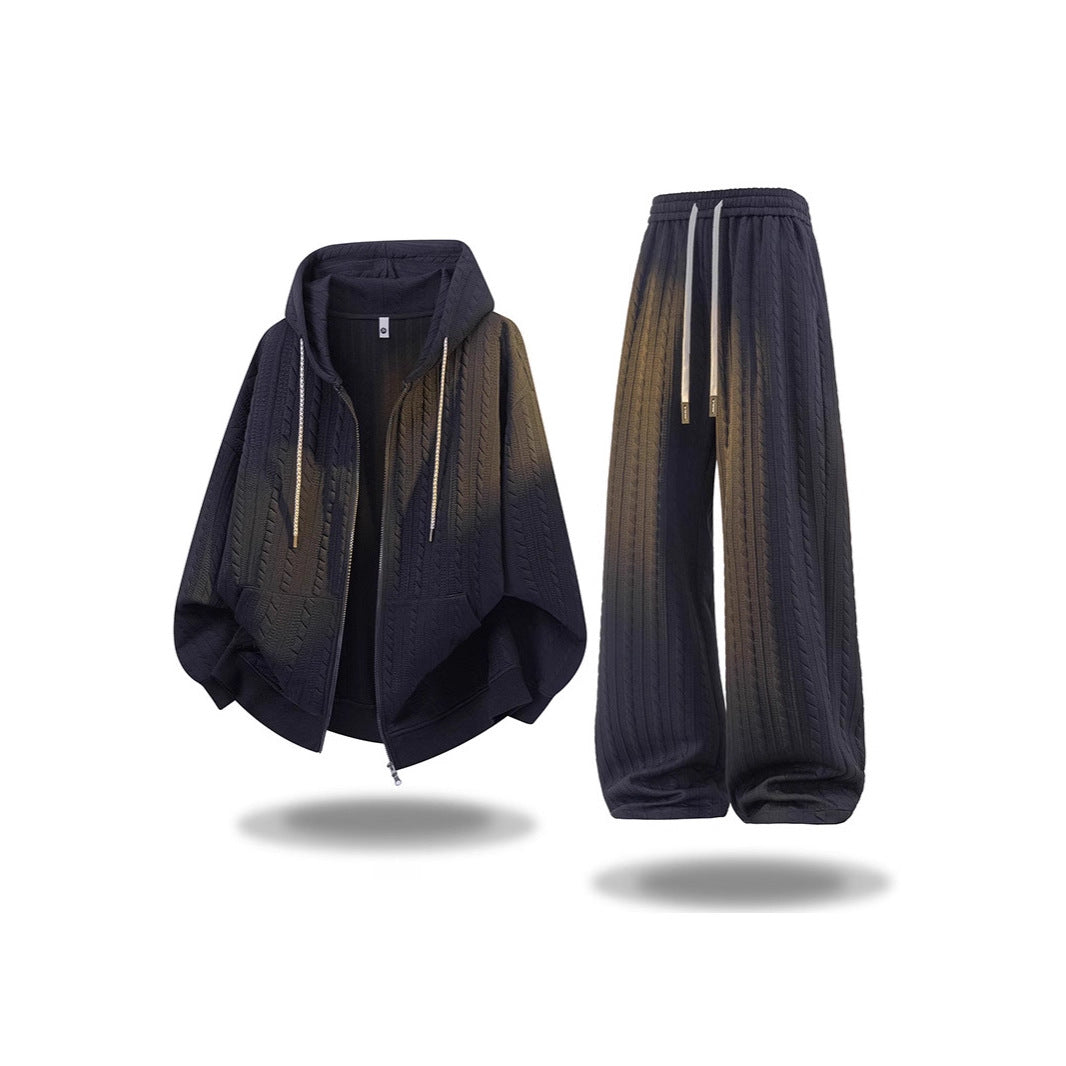 Textured Casual Sportswear SET FOR and WomenOpen-- TWO PIECE