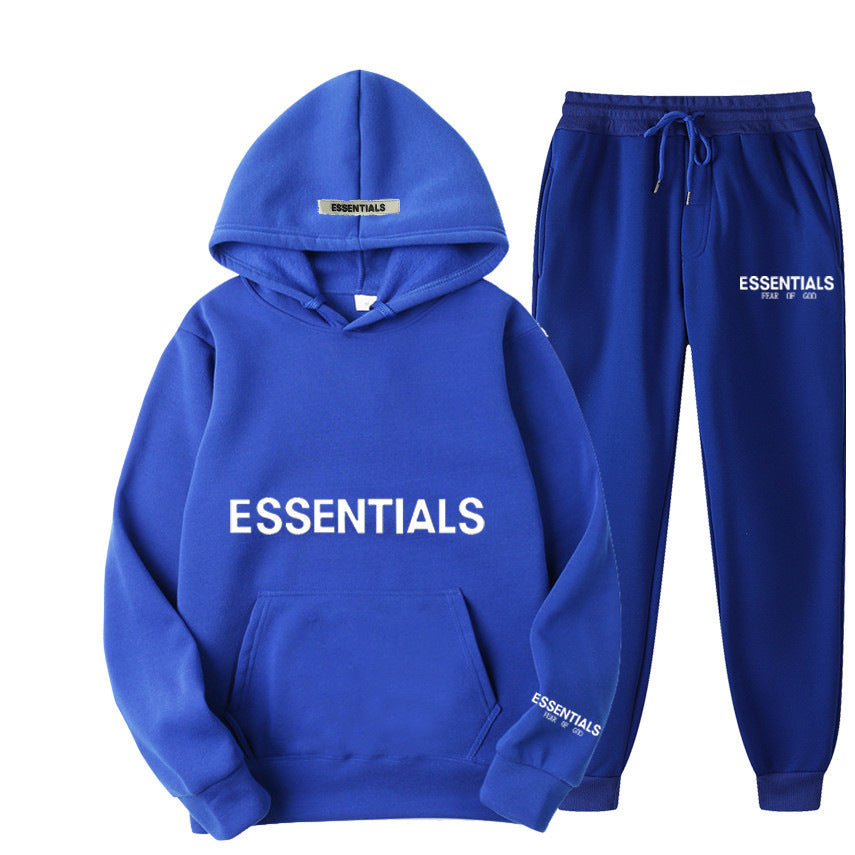 ESSENTIALS Couple Set Hoodies for Men and Women Double Line High Street Fashion Two-Piece Set