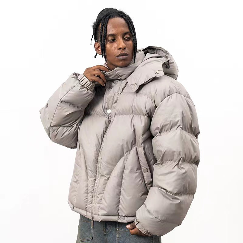Loose Cotton-Padded Jacket with Hood