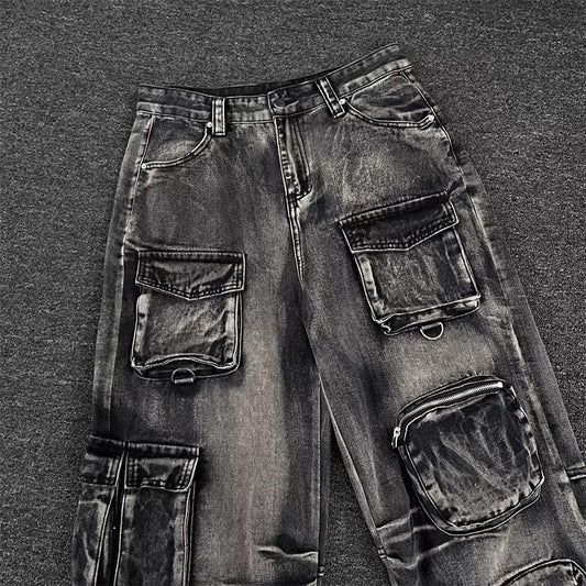 Pantalones vaqueros de trabajo multibolsillos para hombre