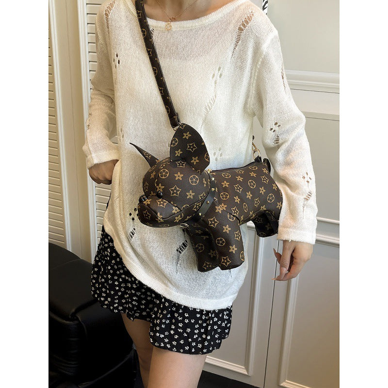 Women's Exquisite Cartoon French Bulldog Small Square Bag Artsy Crossbody Handbag