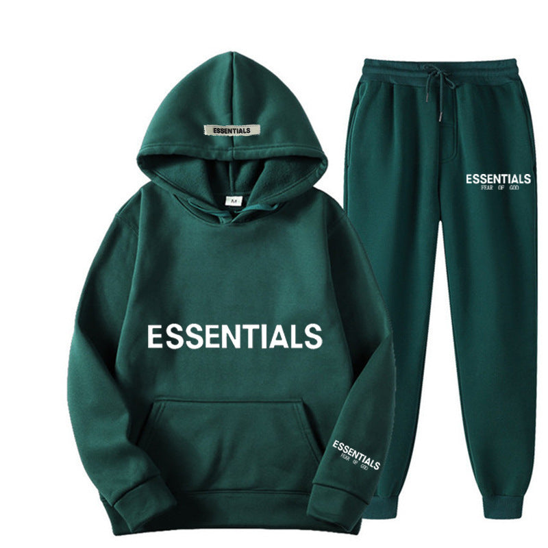 ESSENTIALS Couple Set Hoodies for Men and Women Double Line High Street Fashion Two-Piece Set