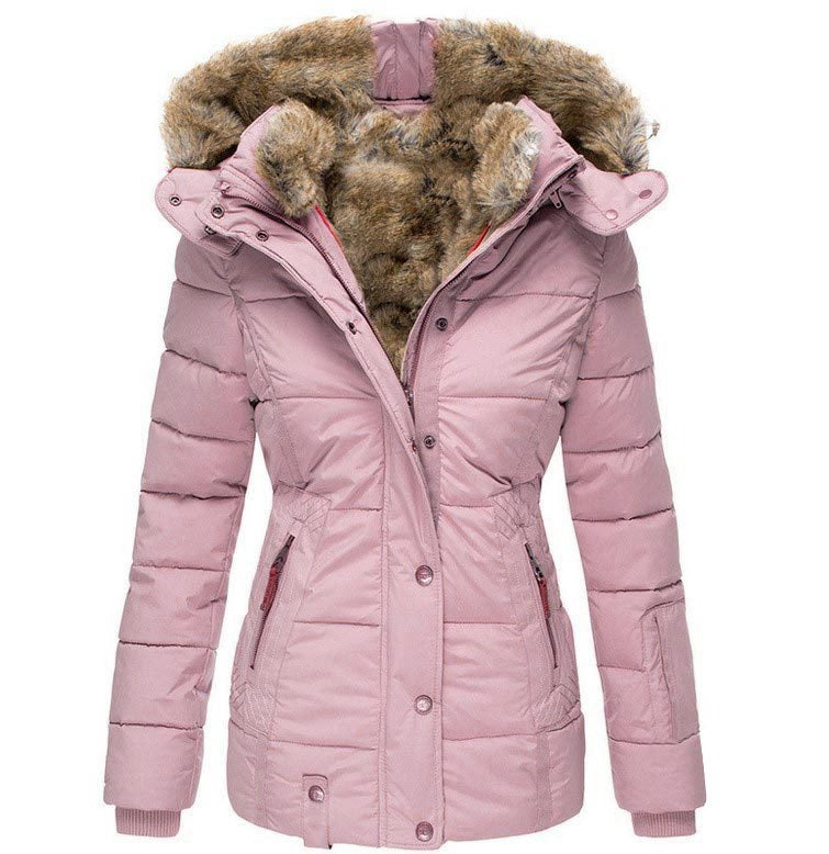 Coat Women's Zipper Long Sleeve Slim Fit Cotton Coat Coat Hooded Coat-NB