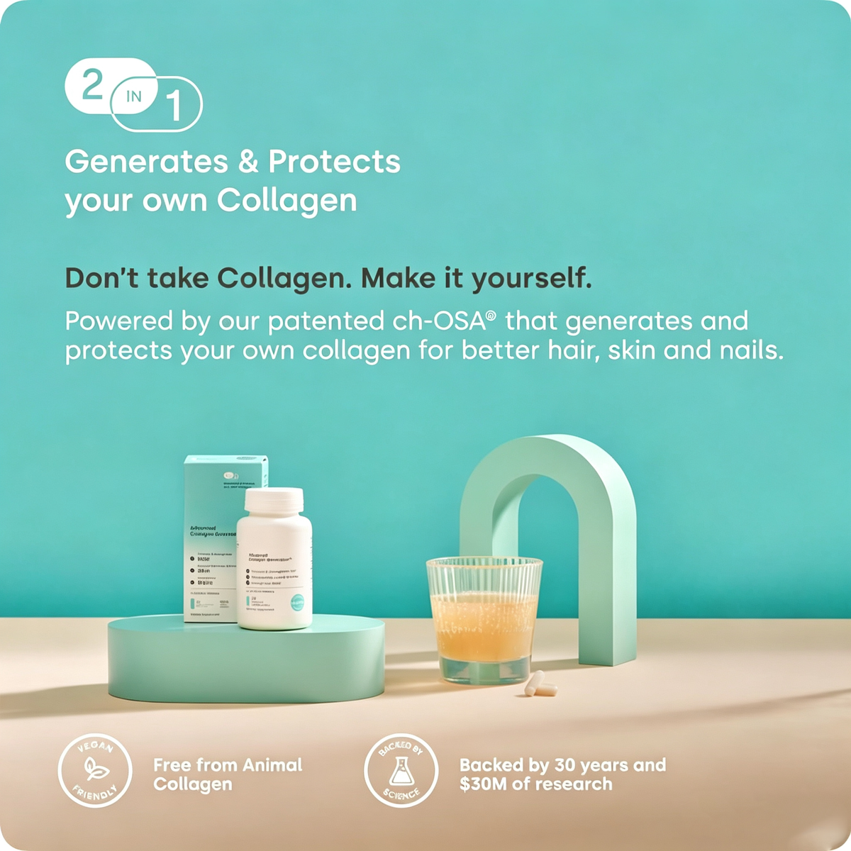NO LA BAJE' Collagen capsules Hair, Skin & Nails -120 capsules