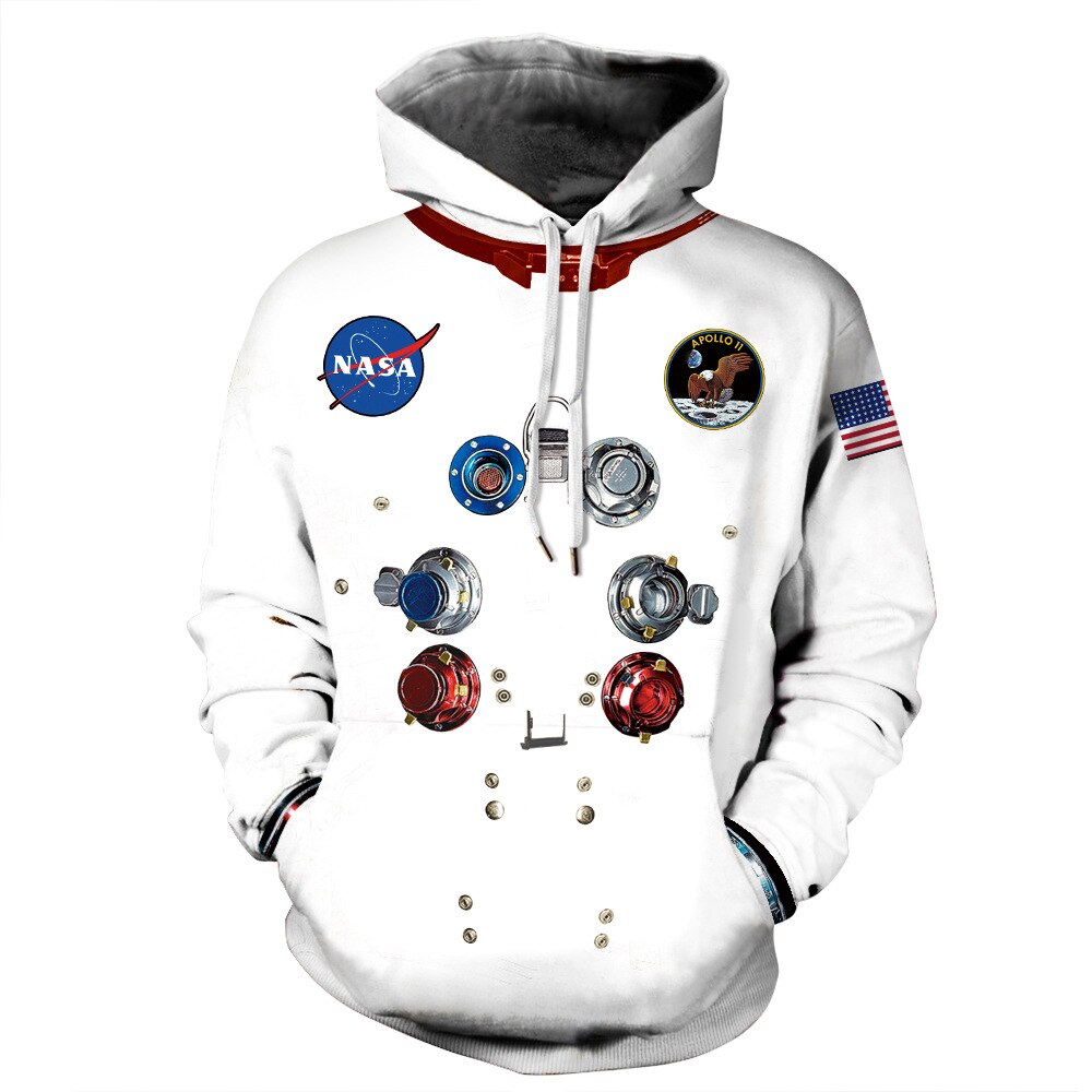 Man Winter Streetwear Hoodies Tops 3D Astronaut Space Suit Pullover Sweatshirt Terror