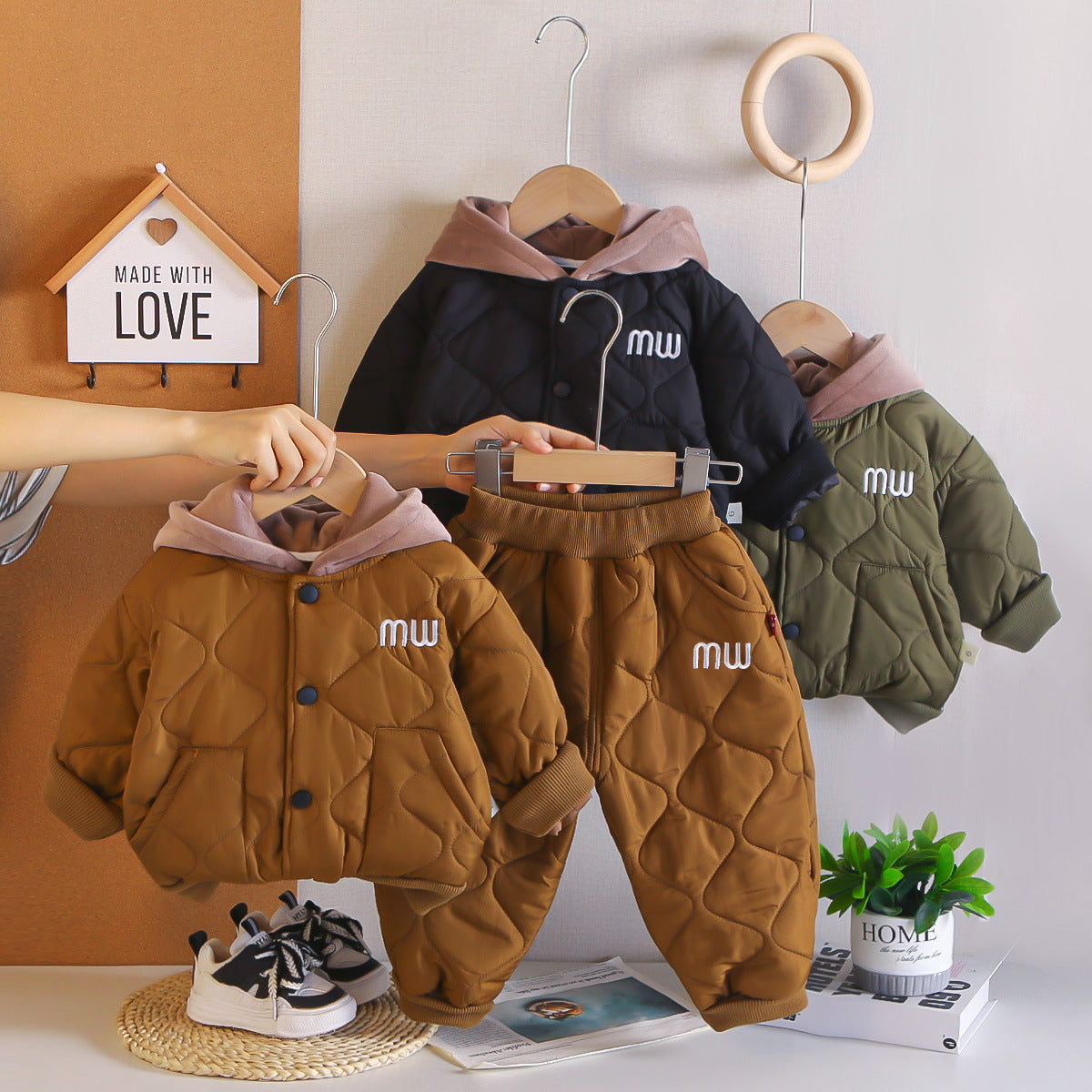 Baby Boys Autumn Winter Jacket Two-Piece Set For 1-2 Years Old
