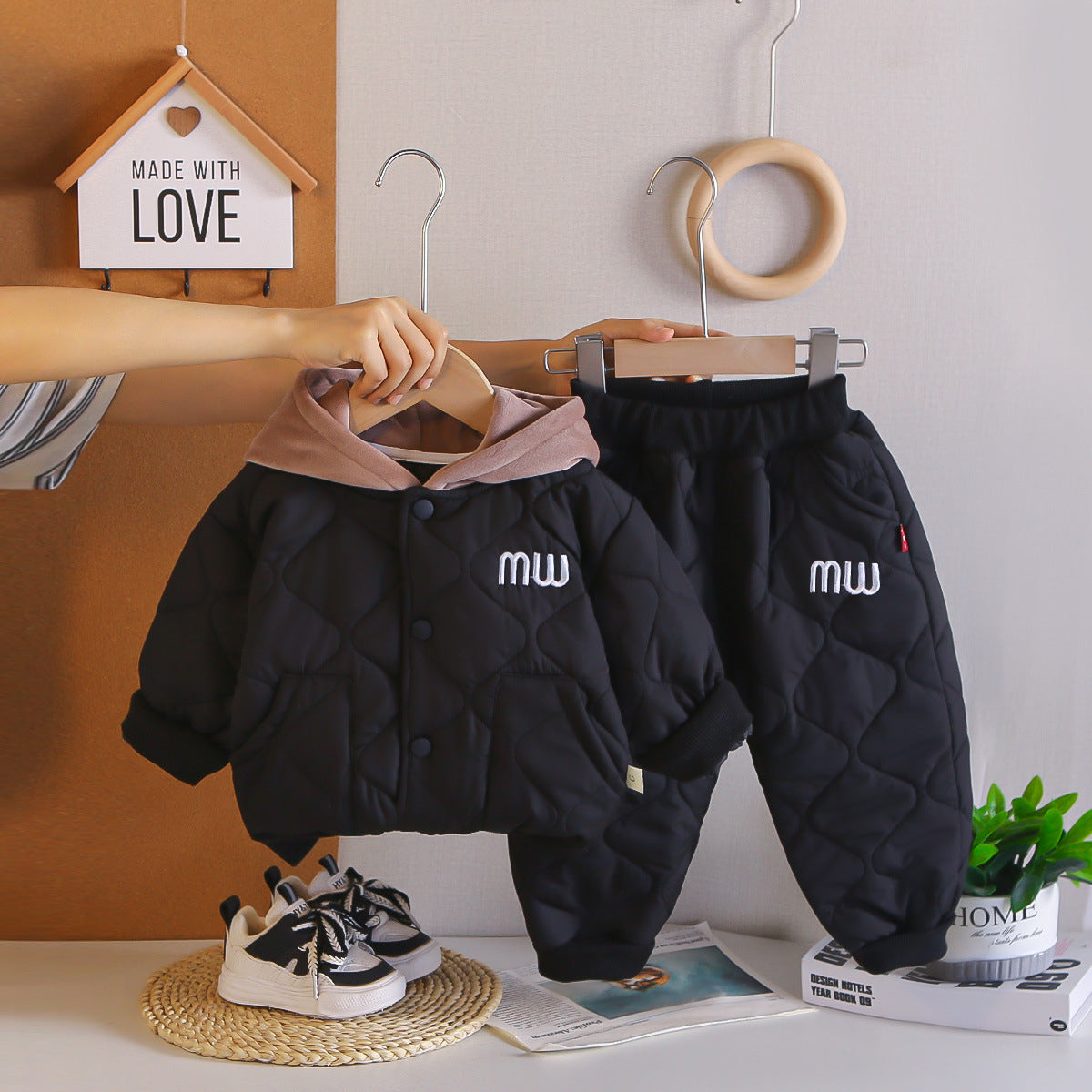 Baby Boys Autumn Winter Jacket Two-Piece Set For 1-2 Years Old