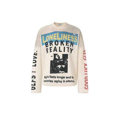 Long Sleeve Distressed Graphic Tee