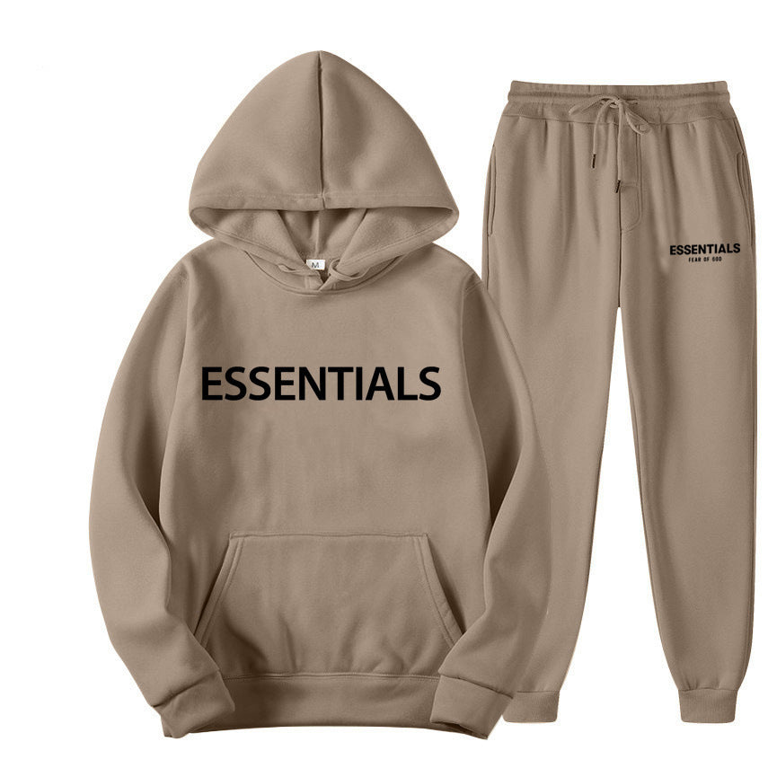 ESSENTIALS Couple Set Hoodies for Men and Women Double Line High Street Fashion Two-Piece Set