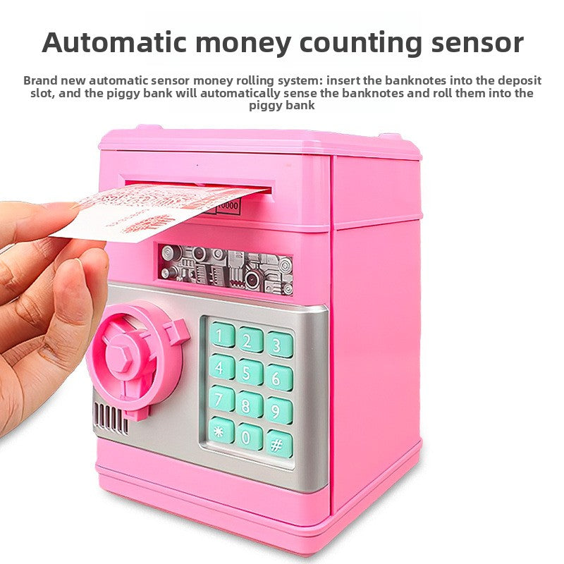 cartoon password box piggy bank ATM machine safe automatic roll money