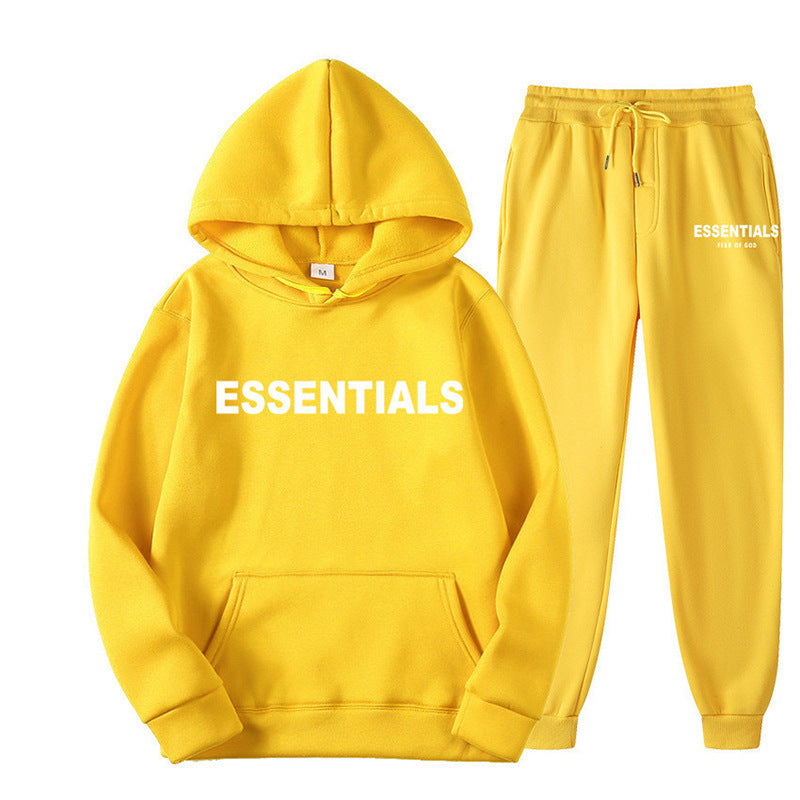 ESSENTIALS Couple Set Hoodies for Men and Women Double Line High Street Fashion Two-Piece Set