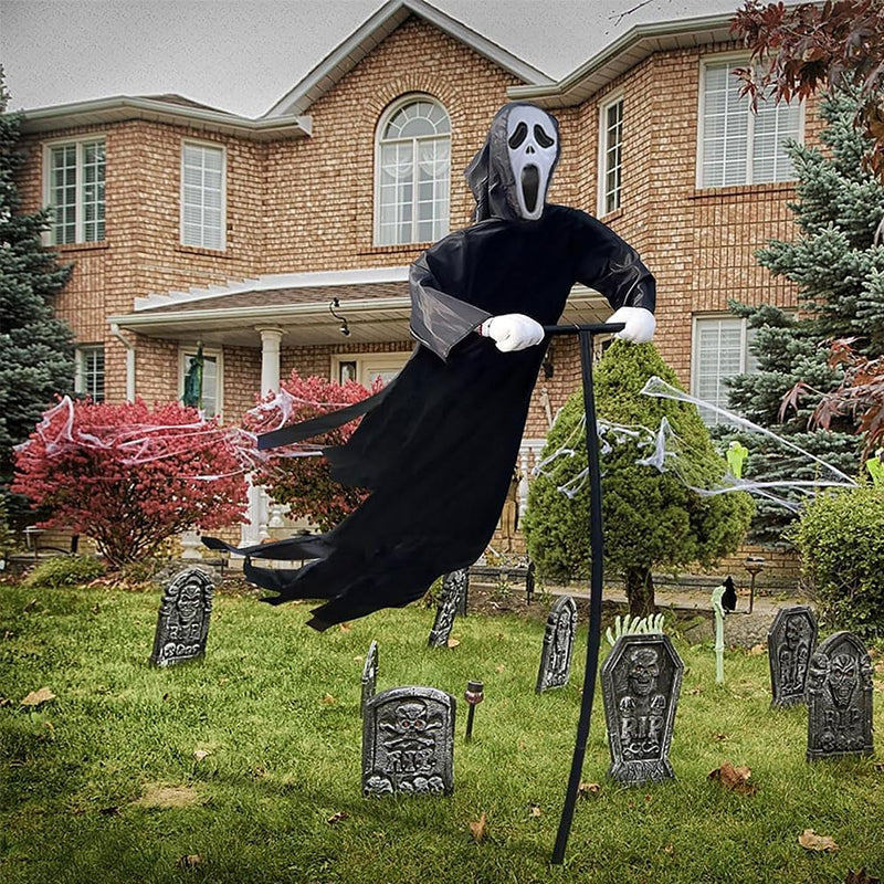 Scary Halloween Ghost Robe Costume with Crow Prop – Horror Phantom