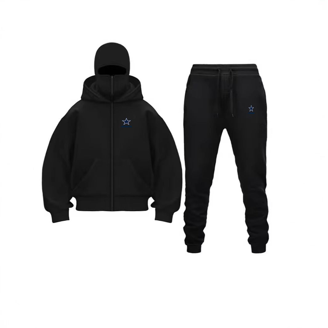 Unique Design Double Hooded Zip-Up Sweatshirt Set for Men and Women
