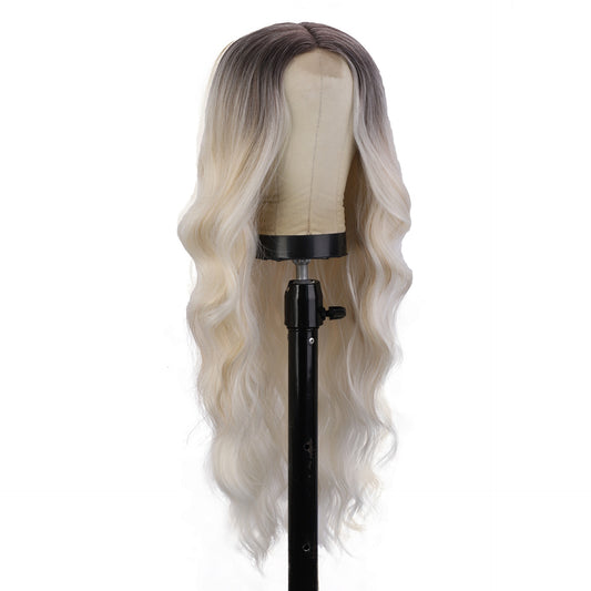 Synthetic Fiber Wig, European Wigs, Women's Long Curly Hair, Front Lace Headband Wig