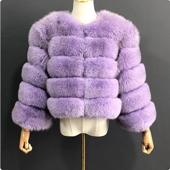 Faux Raccoon Fur Coat Women Jacket Luxuri