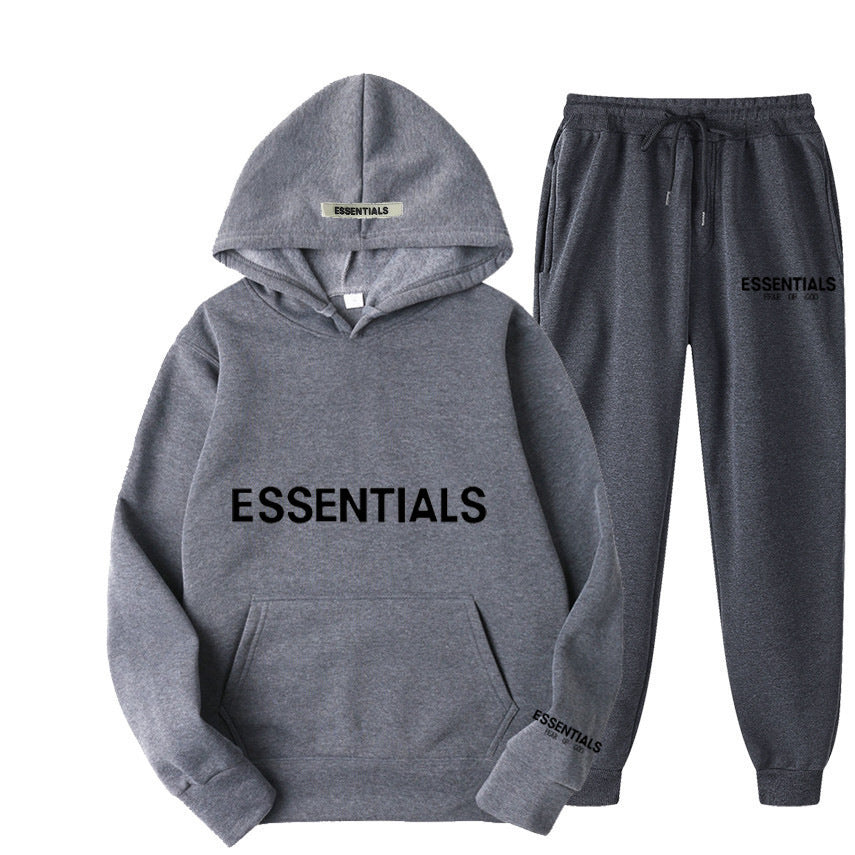 ESSENTIALS Couple Set Hoodies for Men and Women Double Line High Street Fashion Two-Piece Set
