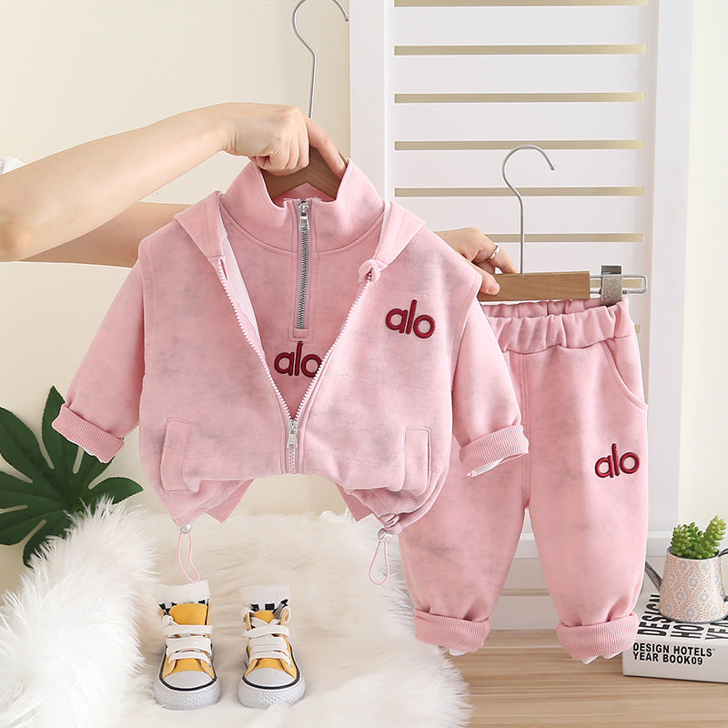 Hooded Vest Three-Piece Set Spring Unisex Kids Clothing Ages 0-4