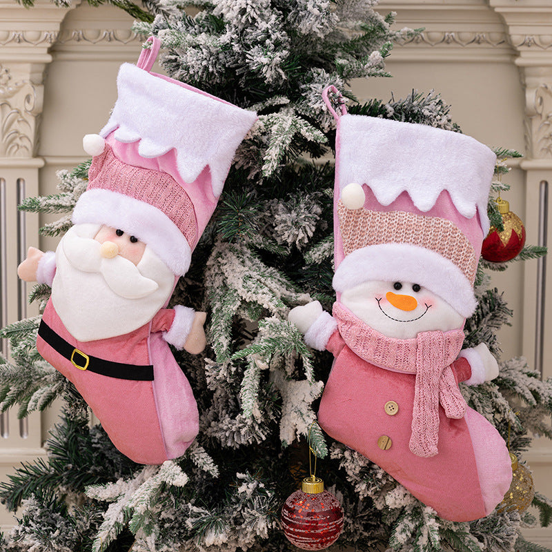 Christmas socks Pink Santa Claus. Gift bags