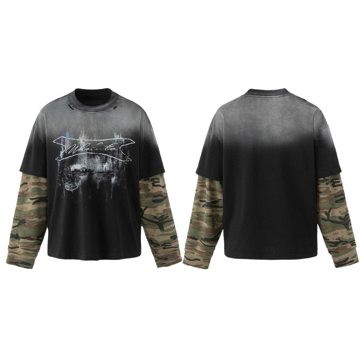 Black T-shirt New Style Camou' Hoodie Men