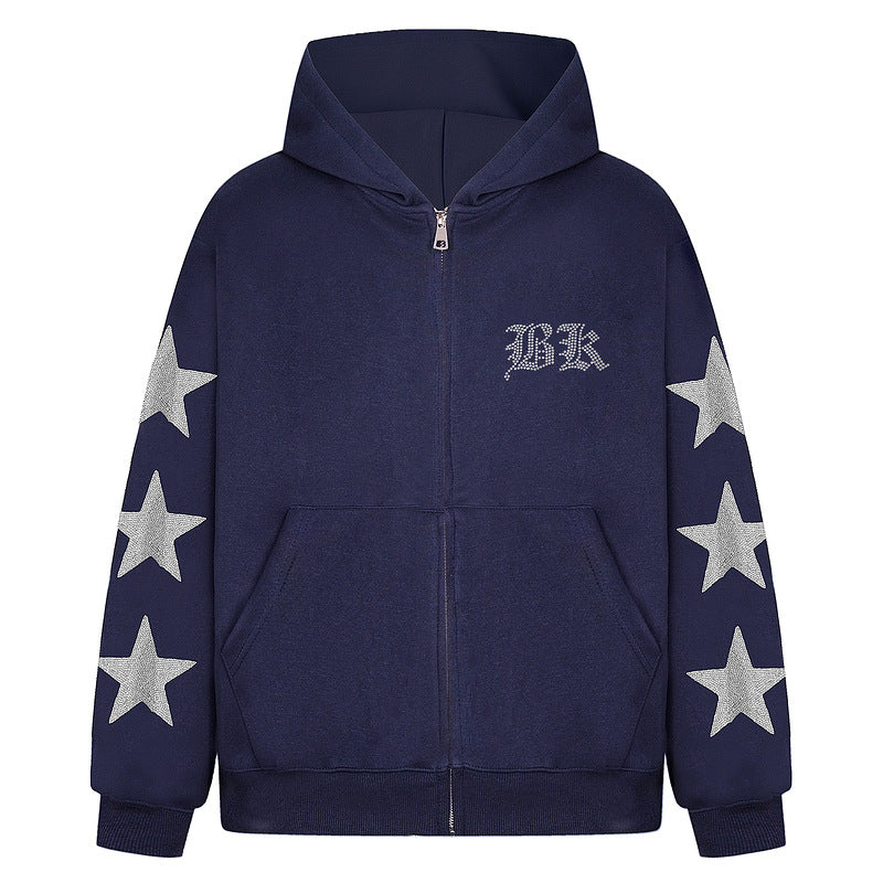 star sleeve zip Hoodie