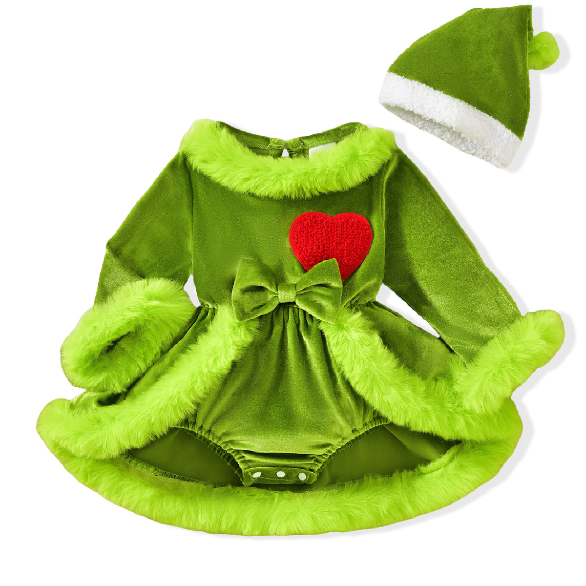 Cute Baby Girl Halloween Plush Hat and Onesie Dress