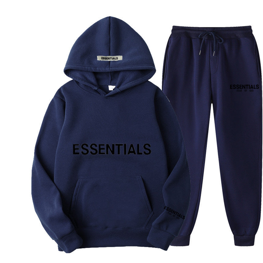 ESSENTIALS Couple Set Hoodies for Men and Women Double Line High Street Fashion Two-Piece Set