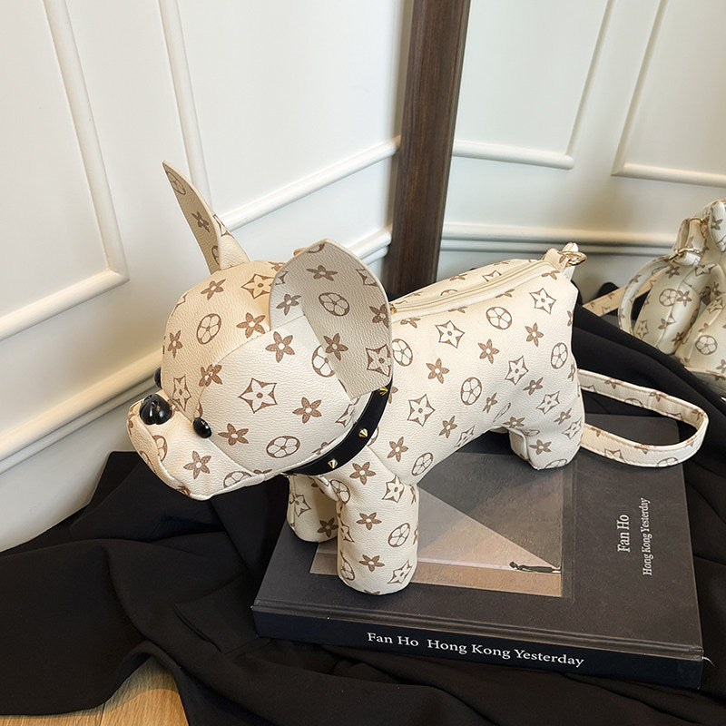 Women's Exquisite Cartoon French Bulldog Small Square Bag Artsy Crossbody Handbag