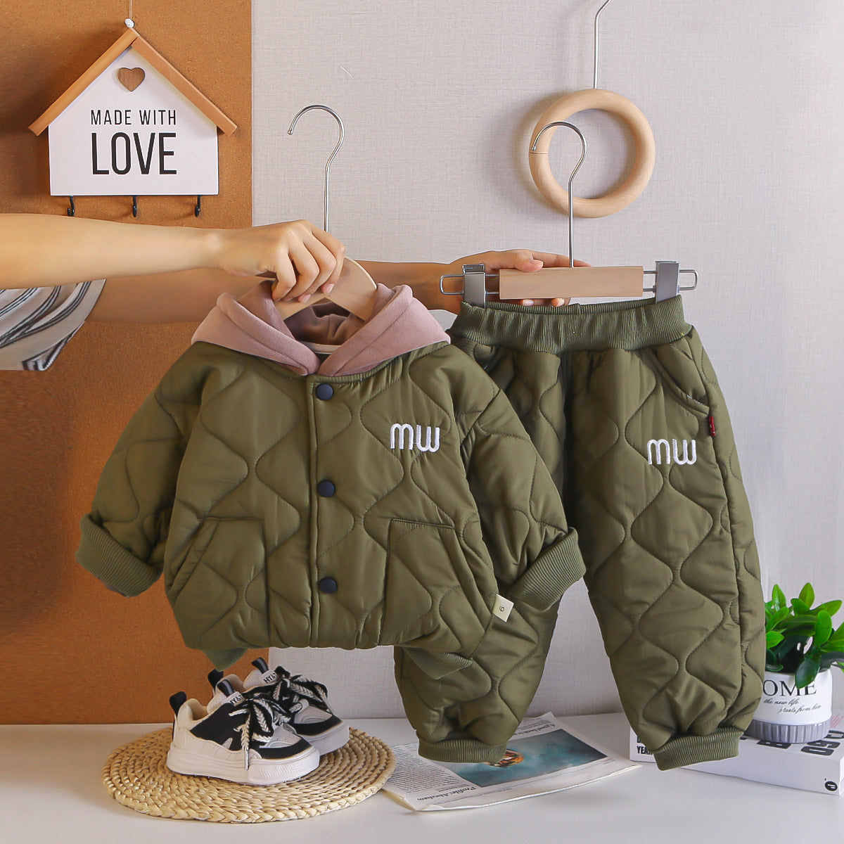 Baby Boys Autumn Winter Jacket Two-Piece Set For 1-2 Years Old
