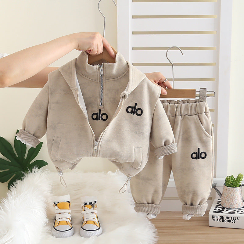 Hooded Vest Three-Piece Set Spring Unisex Kids Clothing Ages 0-4