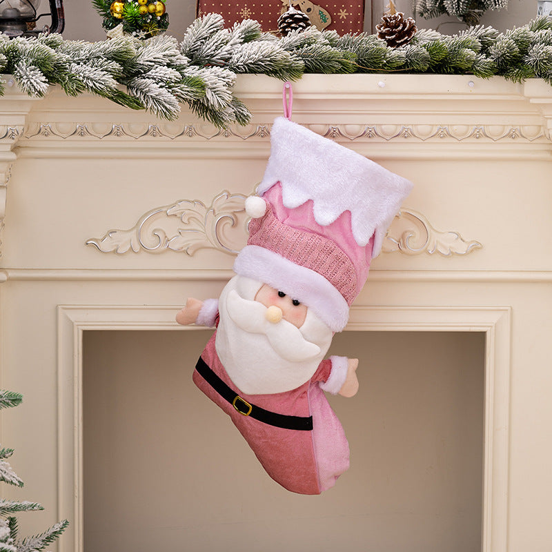 Christmas socks Pink Santa Claus. Gift bags