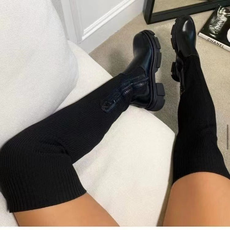 New Long Martin Boots Leather -Cotton Boots Autumn and Winter