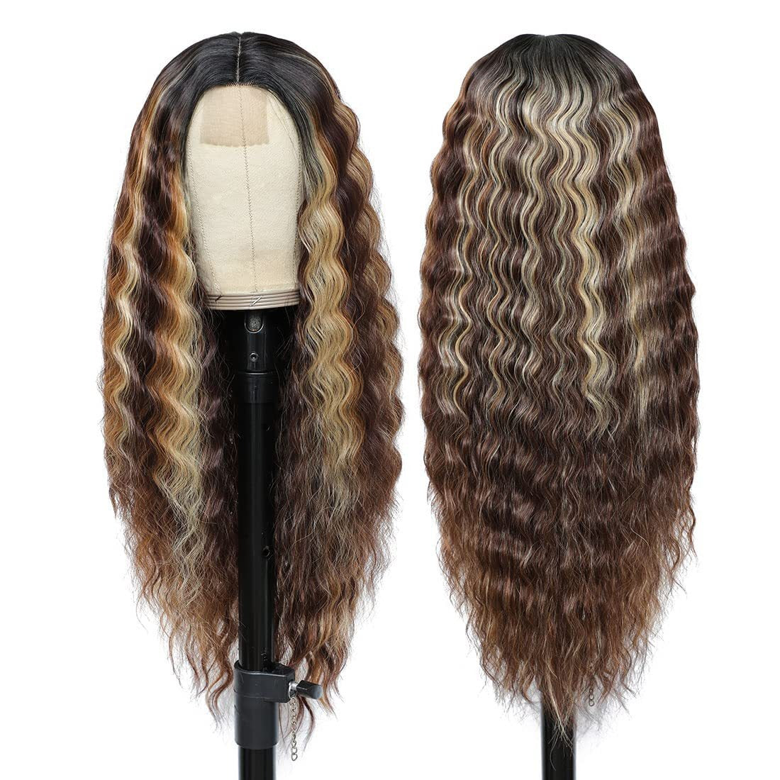 European and American Women's Wigs -Small Lace Center Deep Wave -Long -Curly -Wig Headband