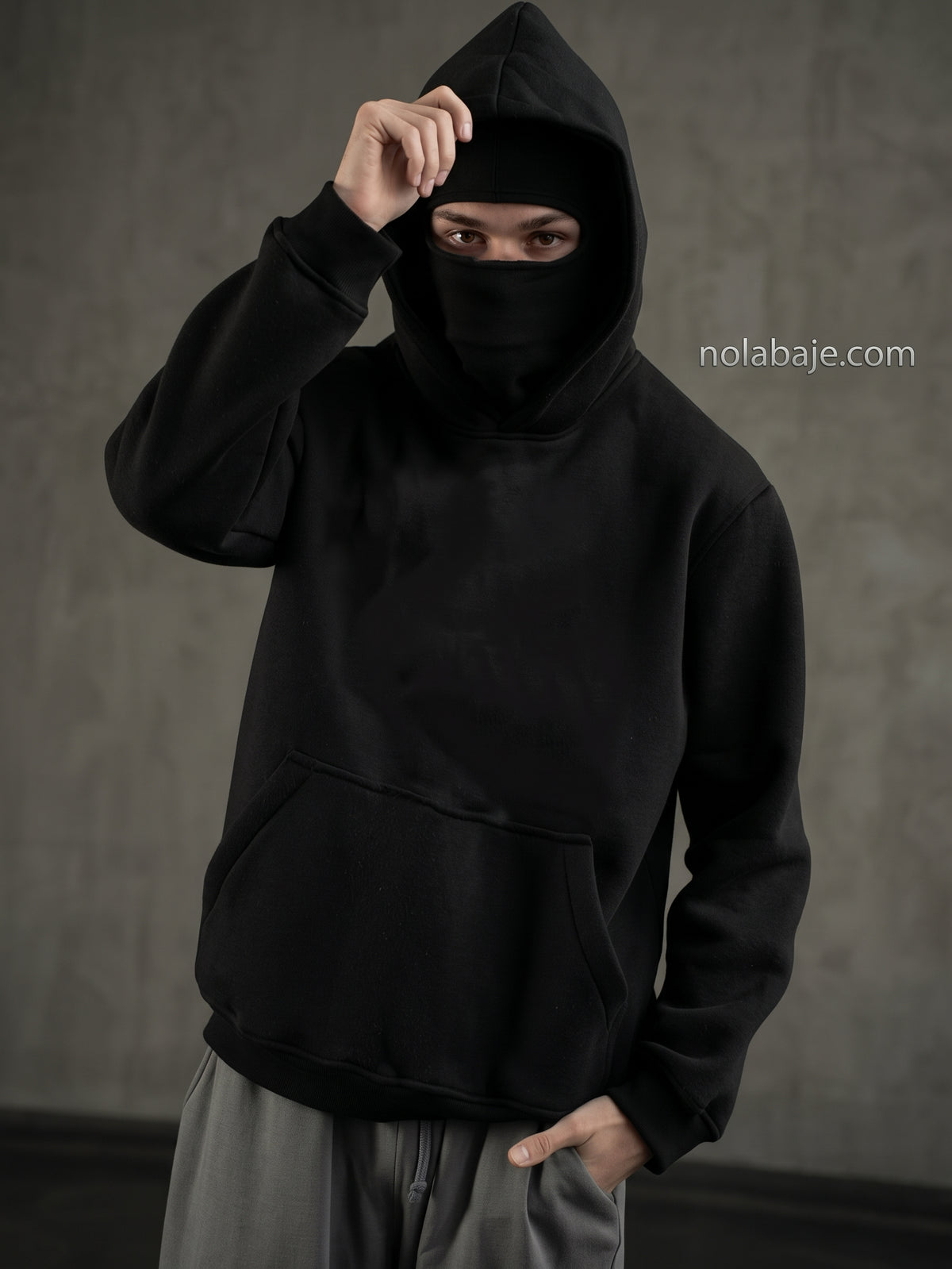 Men's Zip-Up Hooded Jacket with Mask Design, Pullover Sweatshirt Coat