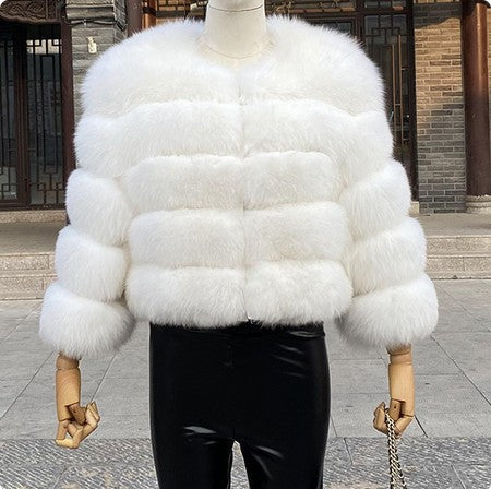 Faux Raccoon Fur Coat Women Jacket Luxuri