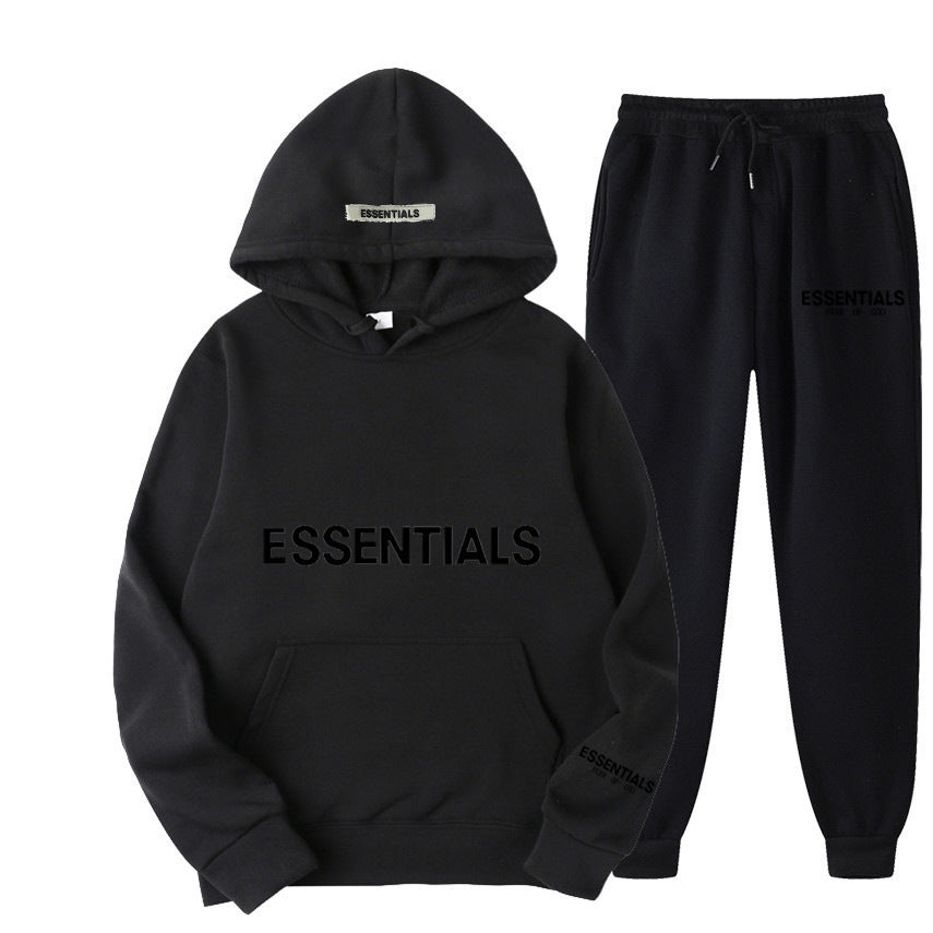 ESSENTIALS Couple Set Hoodies for Men and Women Double Line High Street Fashion Two-Piece Set