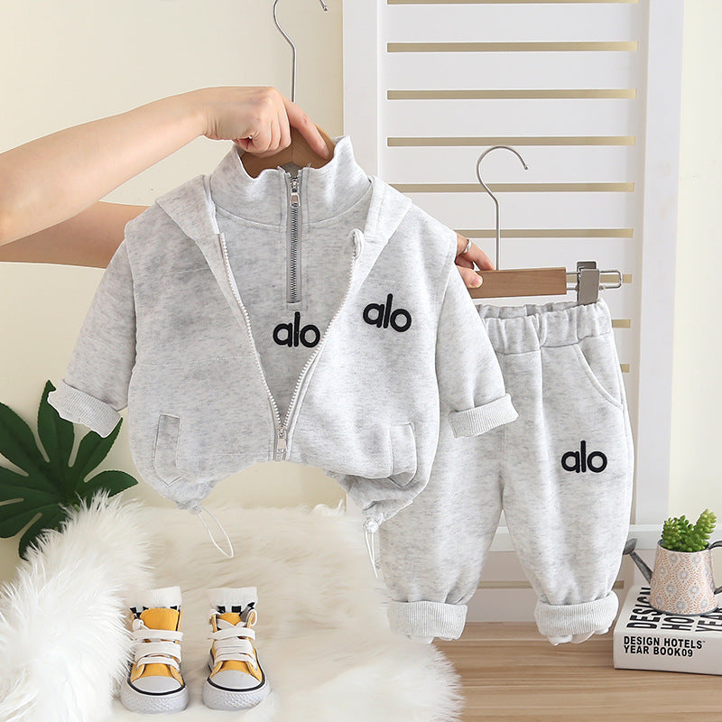 Hooded Vest Three-Piece Set Spring Unisex Kids Clothing Ages 0-4