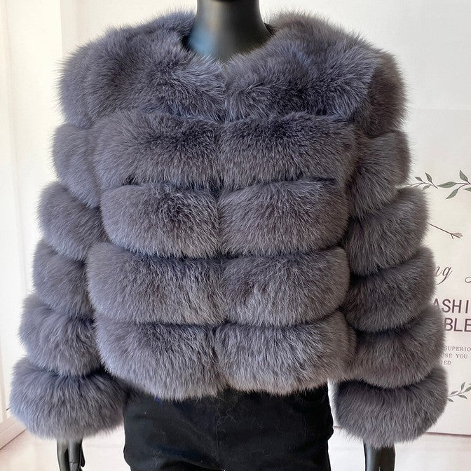 Faux Raccoon Fur Coat Women Jacket Luxuri