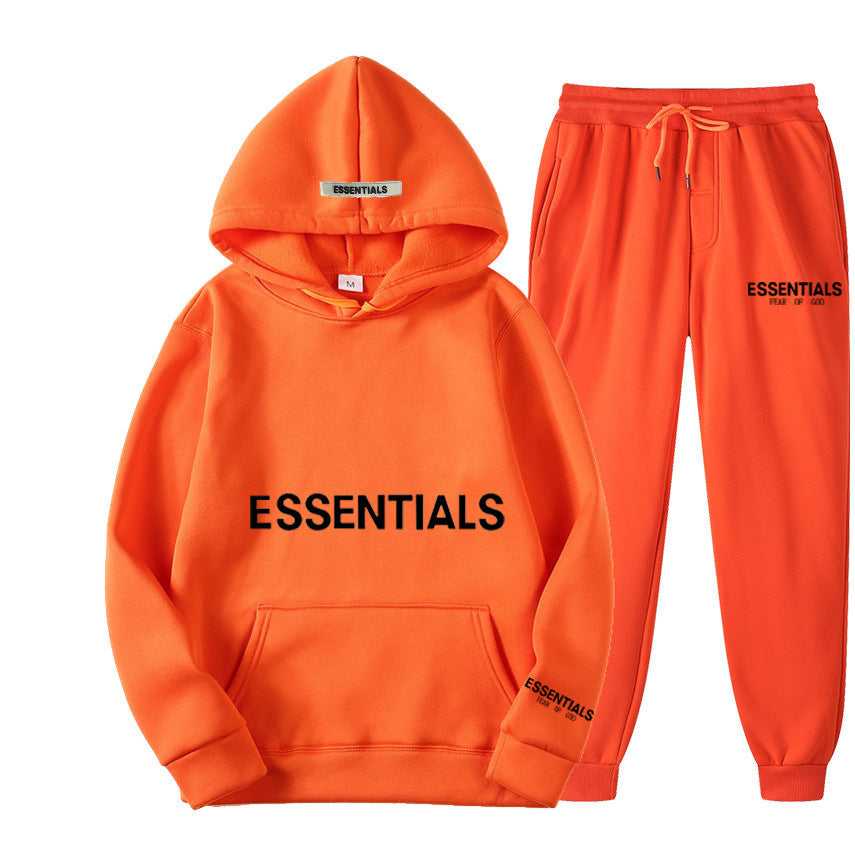 ESSENTIALS Couple Set Hoodies for Men and Women Double Line High Street Fashion Two-Piece Set