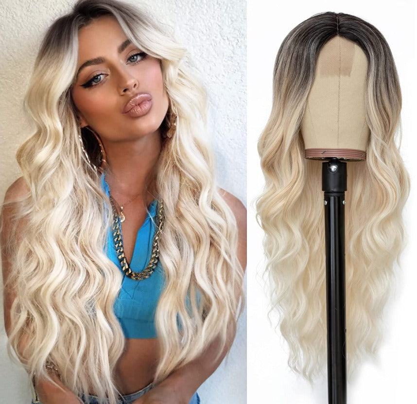 Chemical Fiber Wig Hair, European Wigs, Women's Long Curly Hair, Front Lace Wig Headband