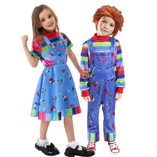 Halloween Kids' Chucky Series Cosplay Performance Outfit - Chucky Horror Clown Costume