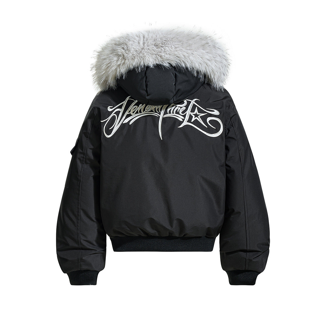 Thick cotton jacket with fur collar